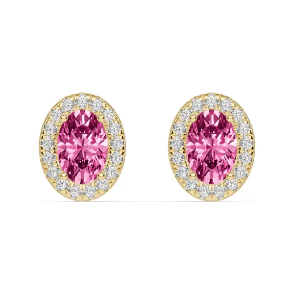 Oval Pink Tourmaline Lab Diamond Halo Earrings