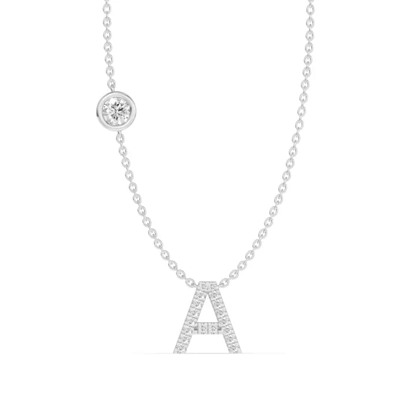 Bezel Diamond Pavé Initial Necklace - A