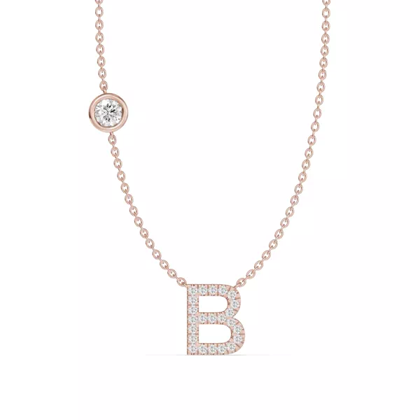 Bezel Lab Diamond Pavé Initial Necklace - B