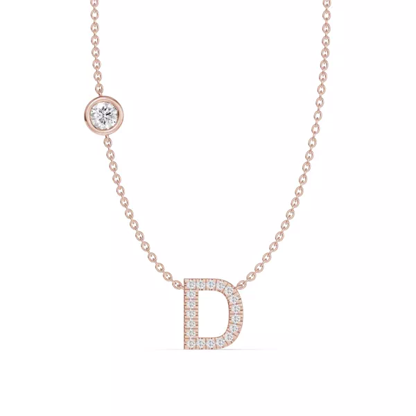 Bezel Lab Diamond Pavé Initial Necklace - D