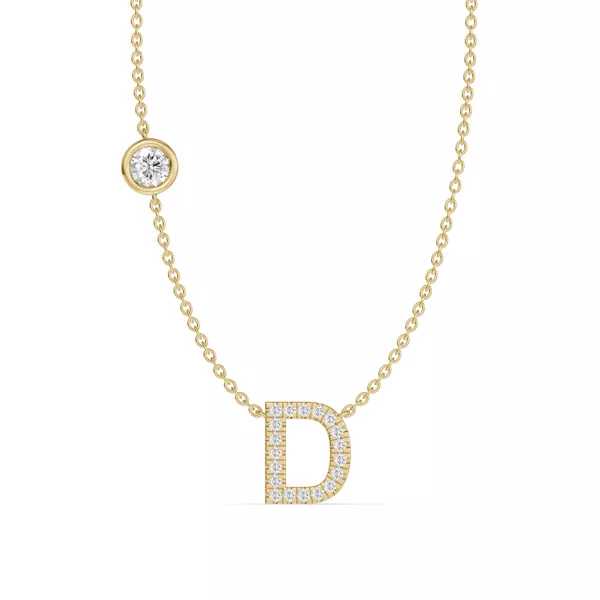 Bezel Diamond Pavé Initial Necklace - D