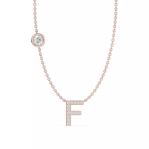 Bezel Lab Diamond Pavé Initial Necklace - F