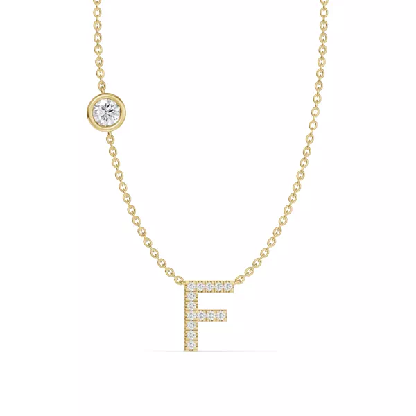 Bezel Lab Diamond Pavé Initial Necklace - F