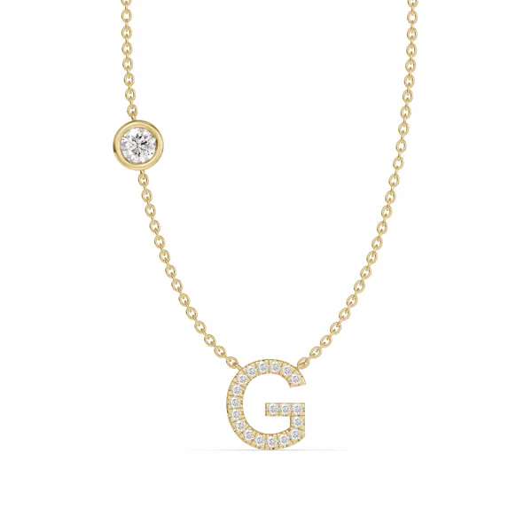 Bezel Lab Diamond Pavé Initial Necklace - G