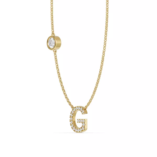 Bezel Lab Diamond Pavé Initial Necklace - G