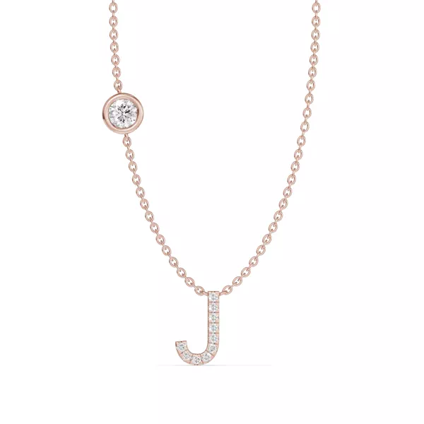 Bezel Lab Diamond Pavé Initial Necklace - J