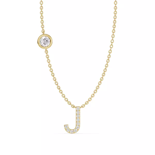 Bezel Lab Diamond Pavé Initial Necklace - J