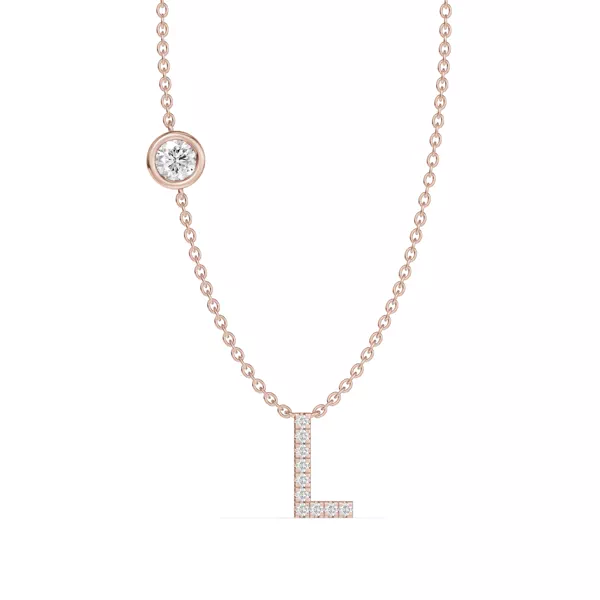 Bezel Diamond Pavé Initial Necklace - L
