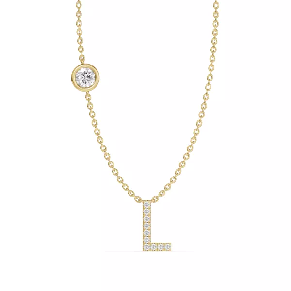 Bezel Diamond Pavé Initial Necklace - L