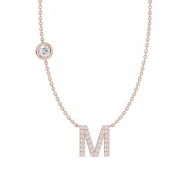 Bezel Diamond Pavé Initial Necklace - M