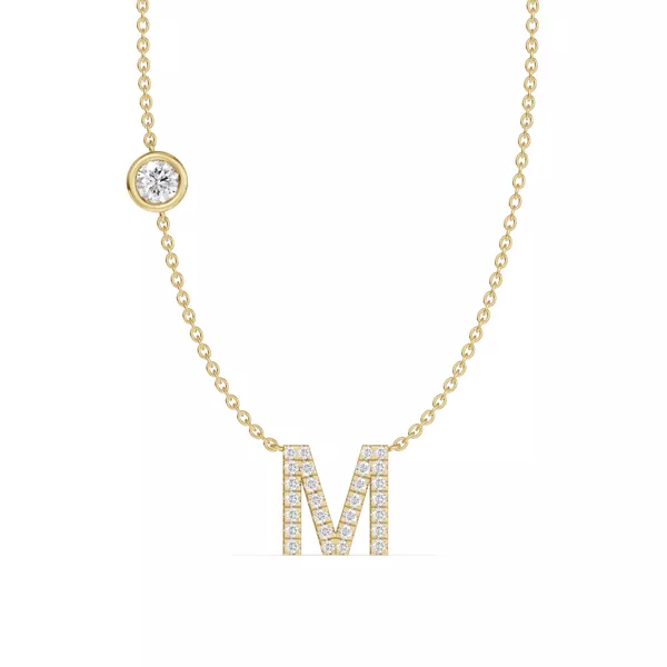 Bezel Diamond Pavé Initial Necklace - M