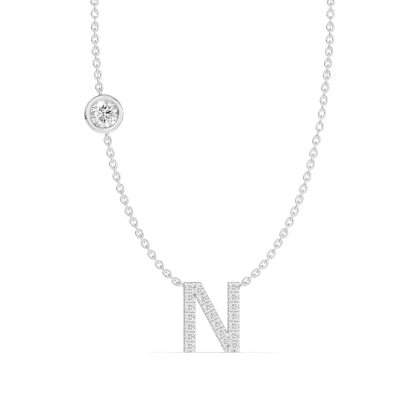 Bezel Diamond Pavé Initial Necklace - N