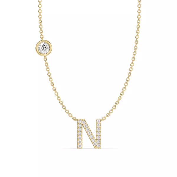 Bezel Diamond Pavé Initial Necklace - N