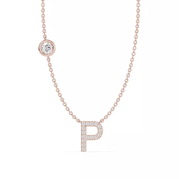 Bezel Lab Diamond Pavé Initial Necklace - P