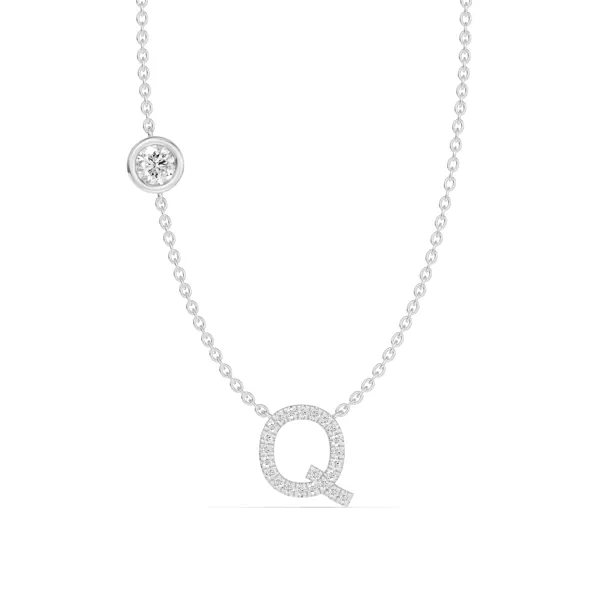 Bezel Diamond Pavé Initial Necklace - Q