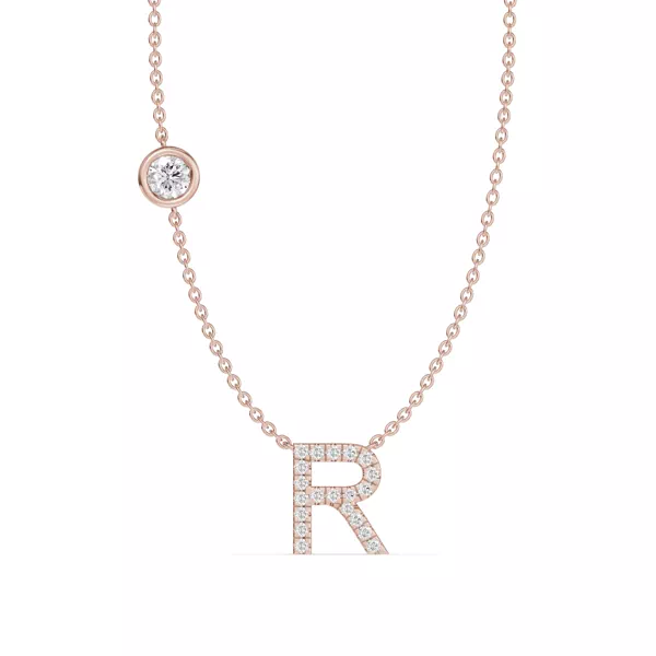 Bezel Diamond Pavé Initial Necklace - R