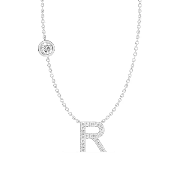 Bezel Diamond Pavé Initial Necklace - R