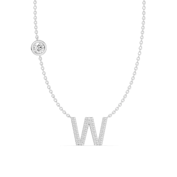 Bezel Diamond Pavé Initial Necklace - W