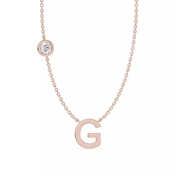 Bezel Diamond Gold Initial Necklace - G