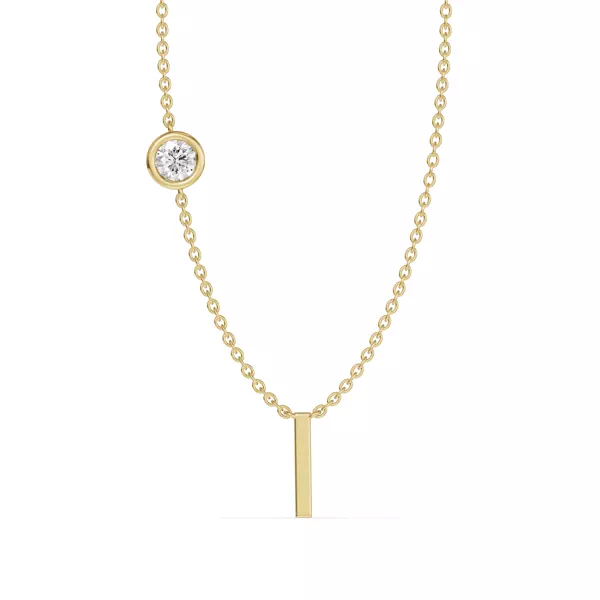 Bezel Lab Diamond Gold Initial Necklace - I