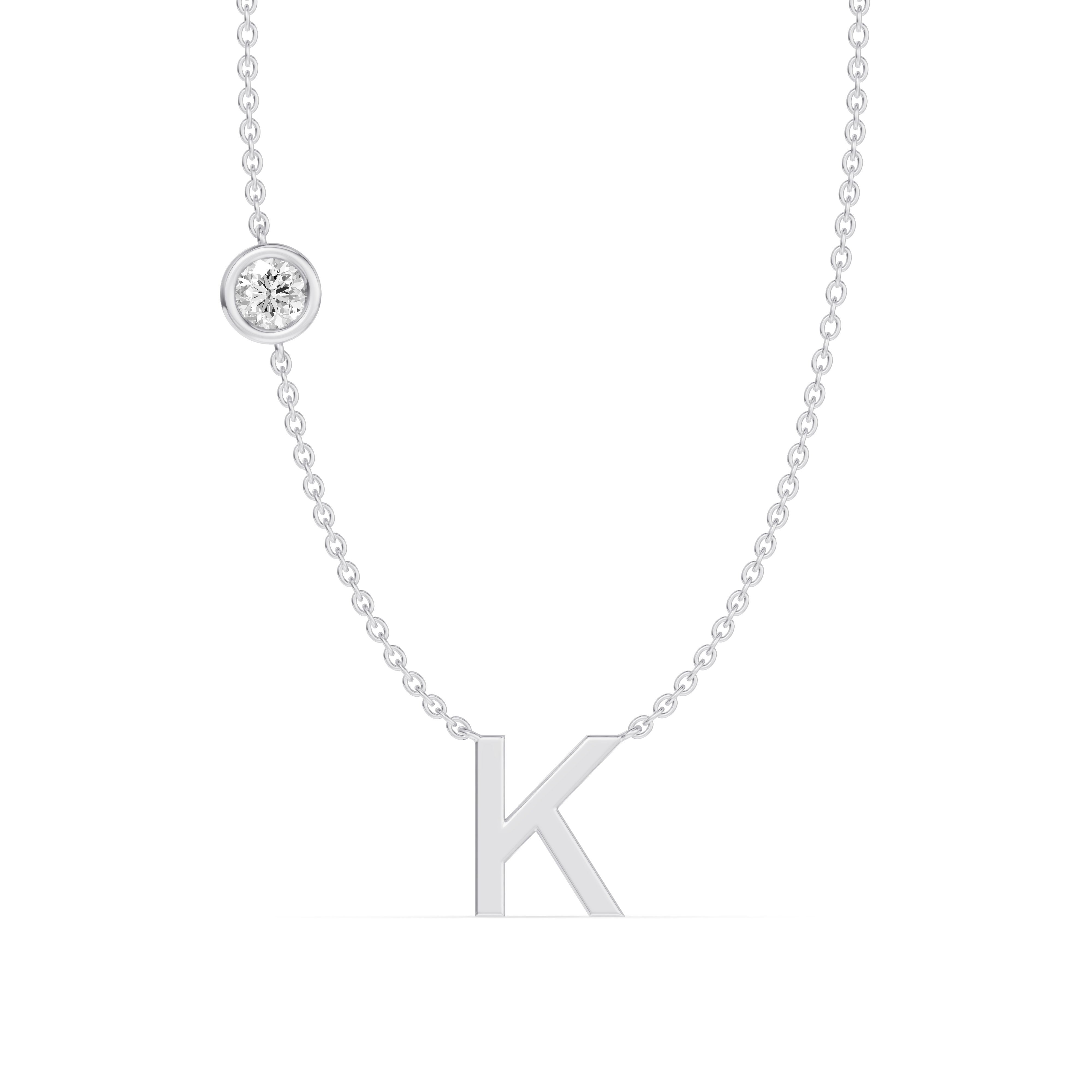 Bezel Diamond Gold Initial Necklace - K