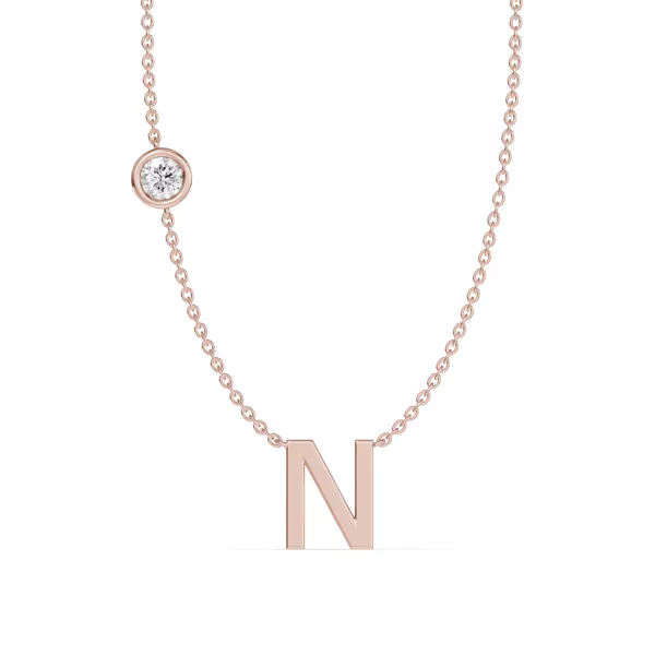 Bezel Lab Diamond Gold Initial Necklace - N