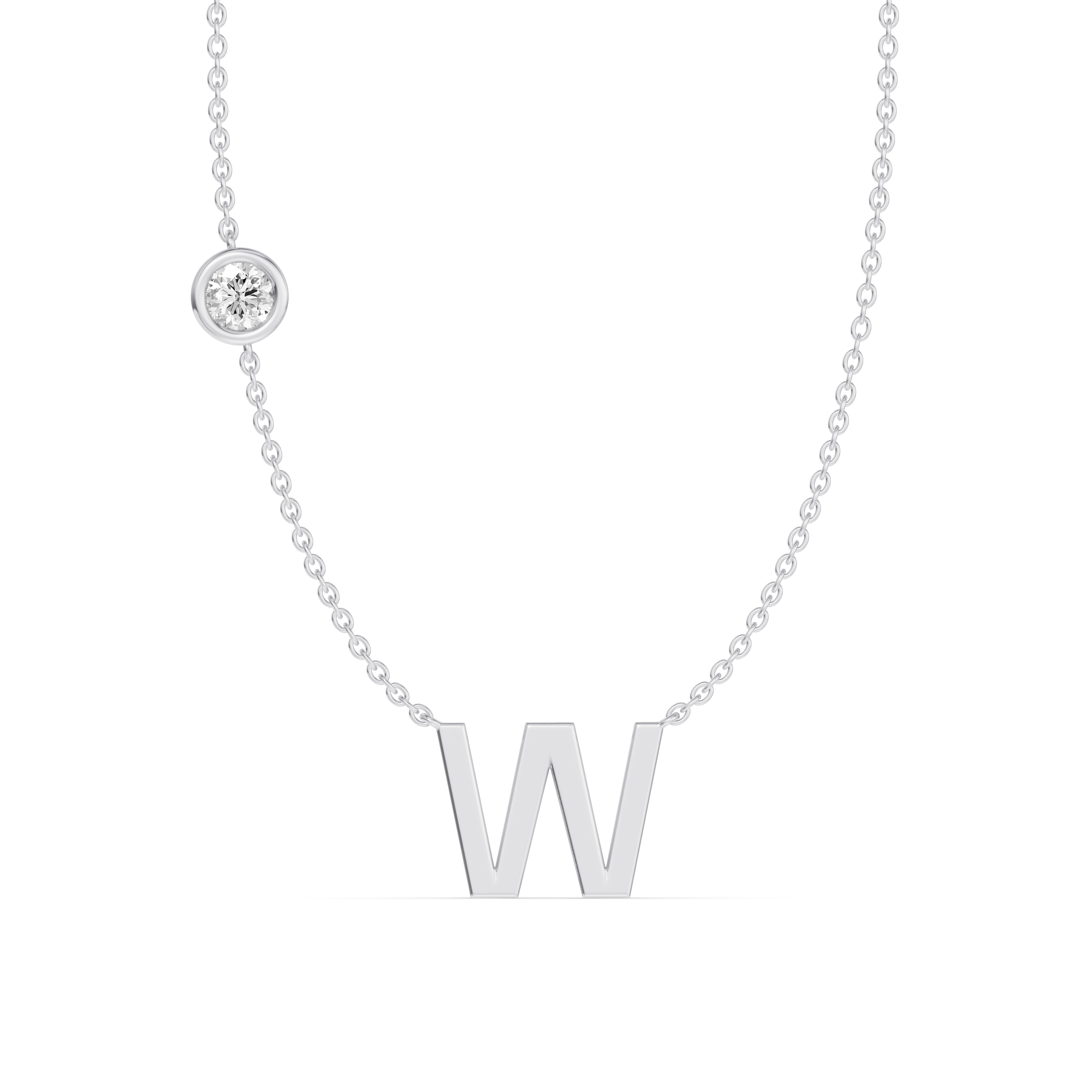 Bezel Lab Diamond Gold Initial Necklace - W