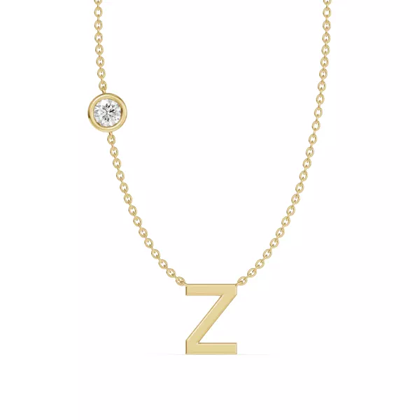 Bezel Diamond Gold Initial Necklace - Z