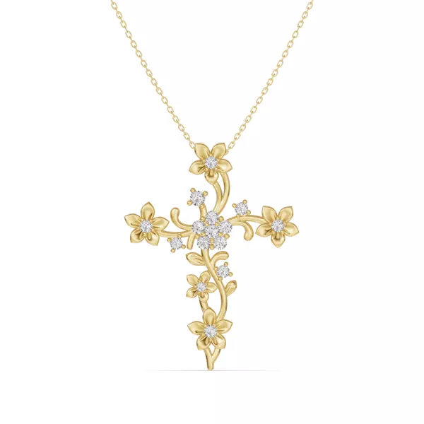Blossom Cross Lab Diamond Pendant