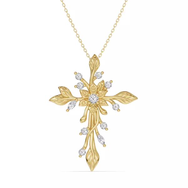Flora Cross Diamond Pendant