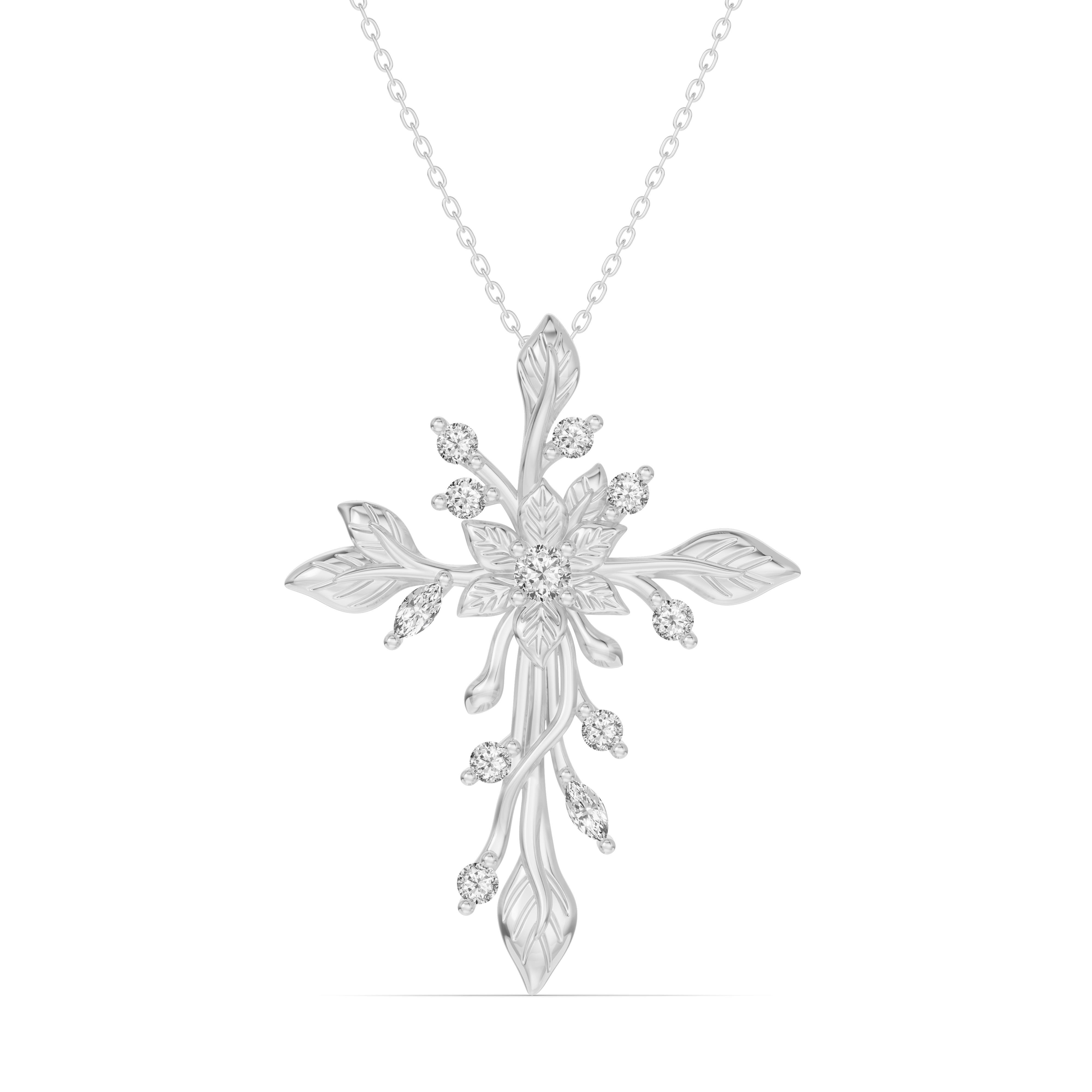 Flora Cross Diamond Pendant