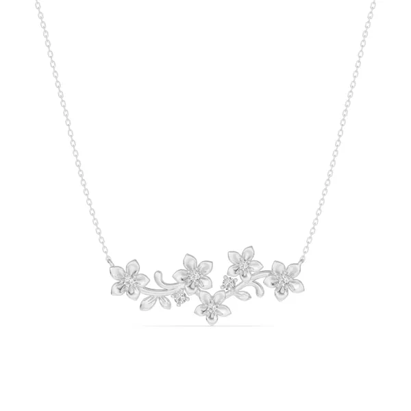Blossom Lab Diamond Floral Silver Necklace