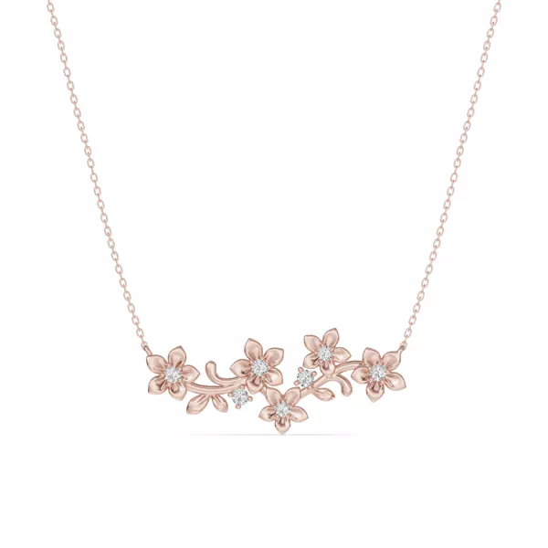 Blossom Lab Diamond Floral Silver Necklace