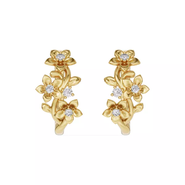 Blossom Diamond Floral Hoop Earrings