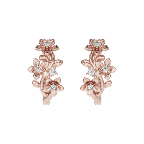 Blossom Diamond Floral Hoop Earrings