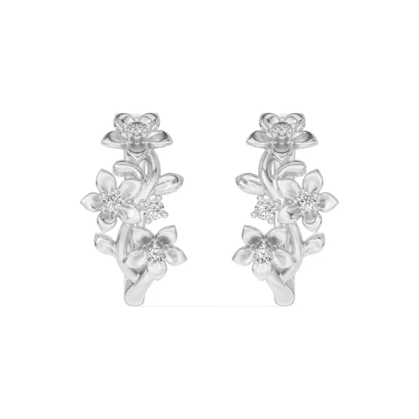 Blossom Lab Diamond Floral Hoop Earrings