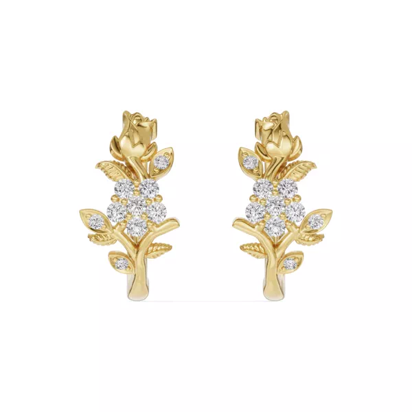 Rose Bud Diamond Hoop Earrings