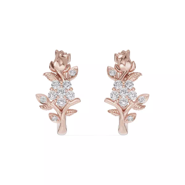 Rose Bud Lab Diamond Hoop Earrings