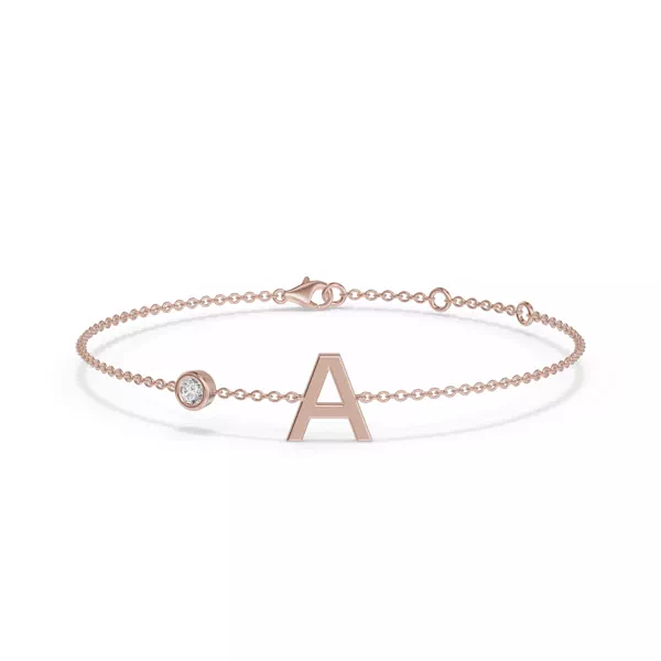 Bezel Lab Diamond Pavé Initial Bracelet - A