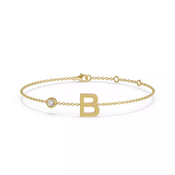 Bezel Diamond Pavé Initial Bracelet - B