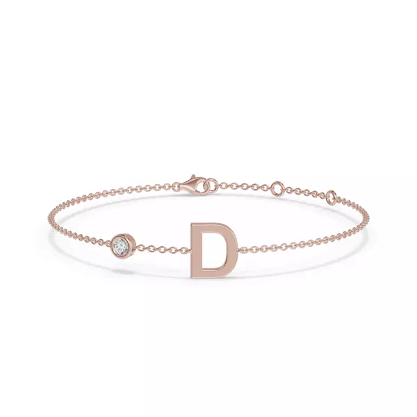 Bezel Diamond Pavé Initial Bracelet - D