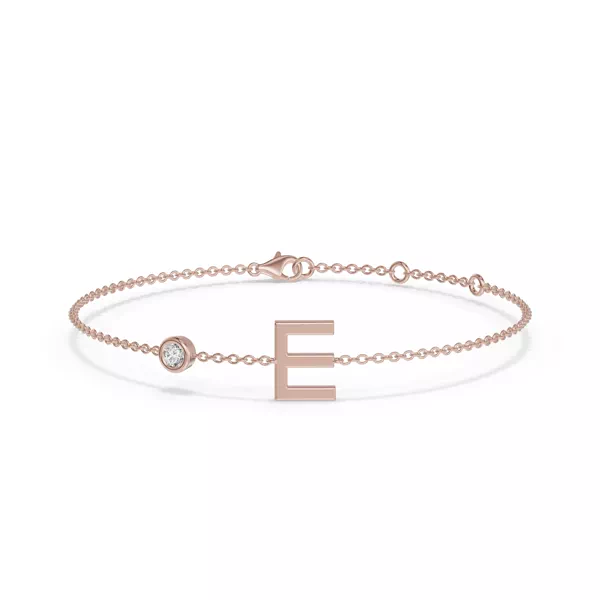 Bezel Lab Diamond Pavé Initial Bracelet - E