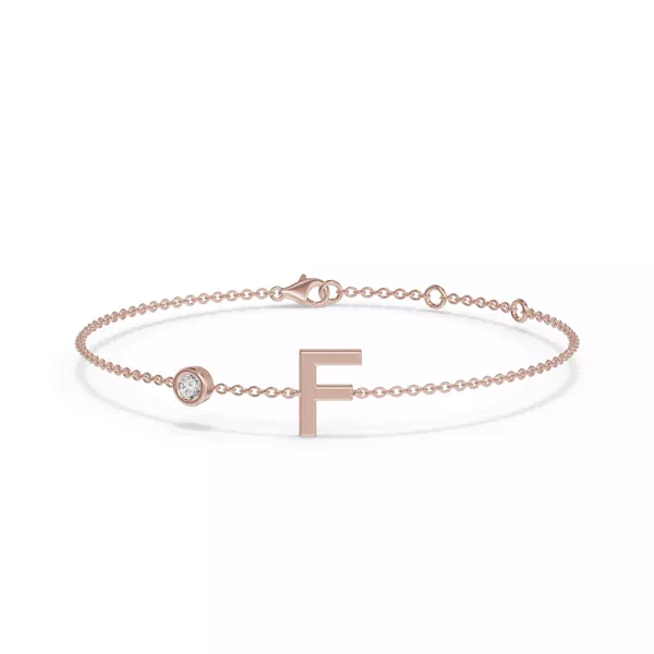 Bezel Lab Diamond Pavé Initial Bracelet - F