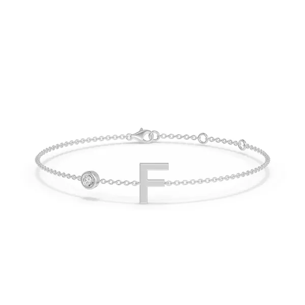 Bezel Diamond Pavé Initial Bracelet - F