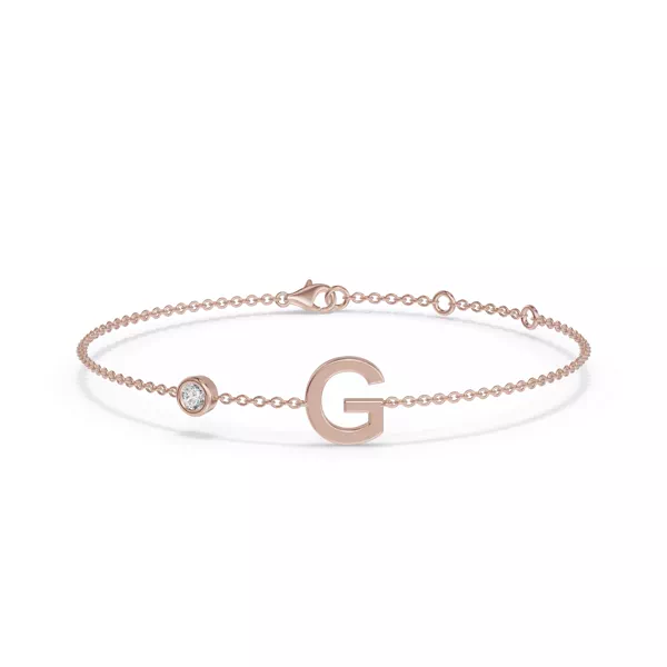 Bezel Lab Diamond Pavé Initial Bracelet - G