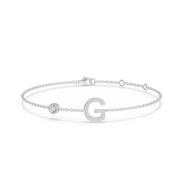 Bezel Diamond Pavé Initial Bracelet - G