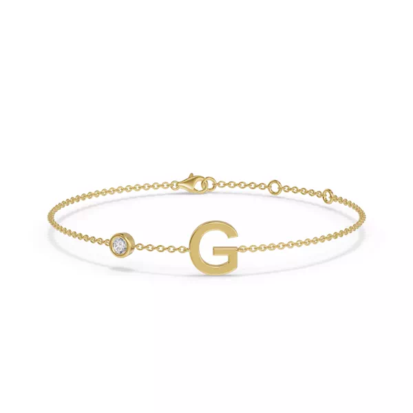 Bezel Diamond Pavé Initial Bracelet - G