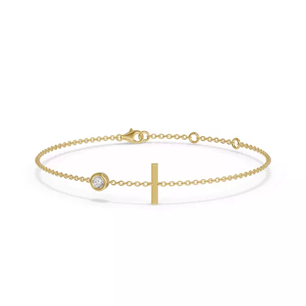 Bezel Diamond Pavé Initial Bracelet - I