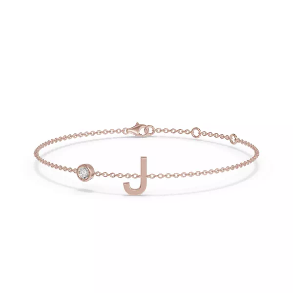 Bezel Diamond Pavé Initial Bracelet - J