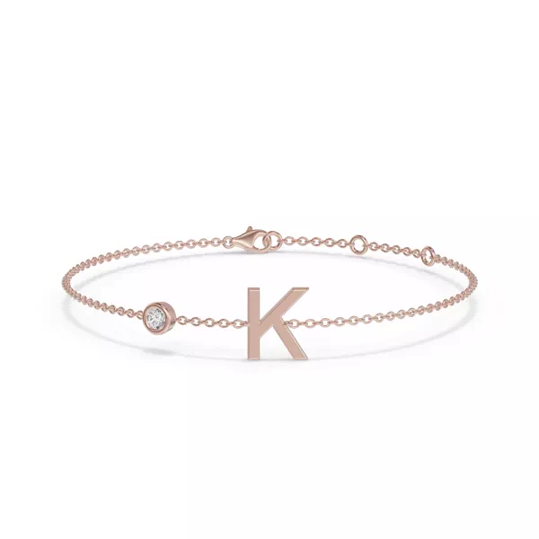 Bezel Lab Diamond Pavé Initial Bracelet - K